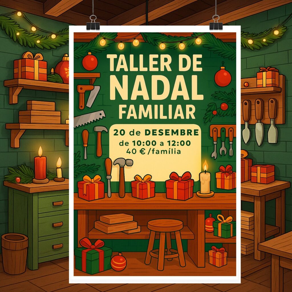 Taller de NAdal de fusteria creativa Sant Andreu Barcelona